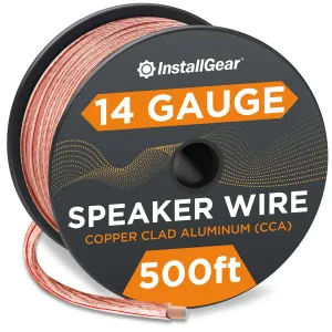 14 Gauge Wire Awg Speaker Wire (500ft - Clear)  Speaker Cable For Car