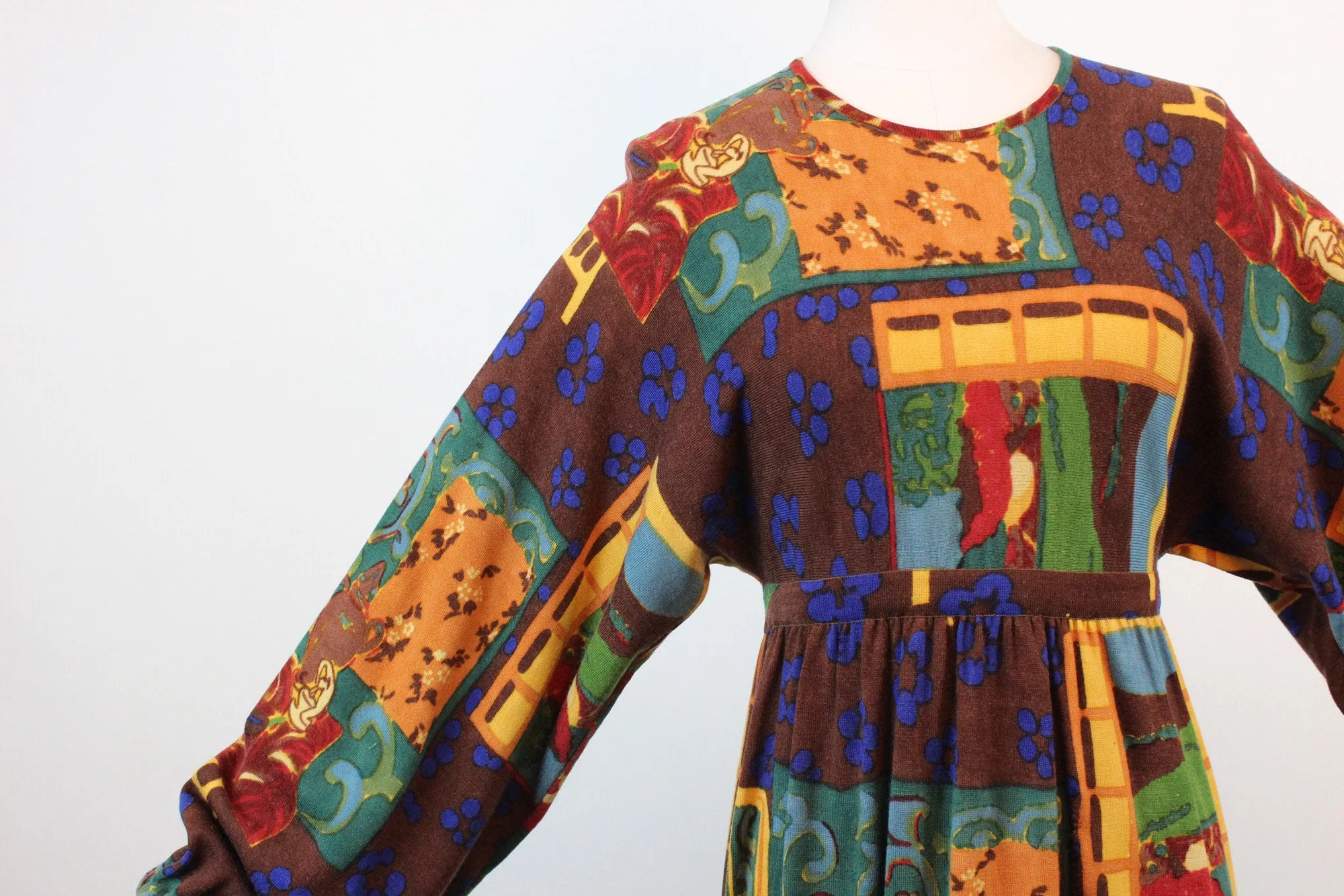 1970s Goldworm wool knit MATISSE dress small medium | new fall