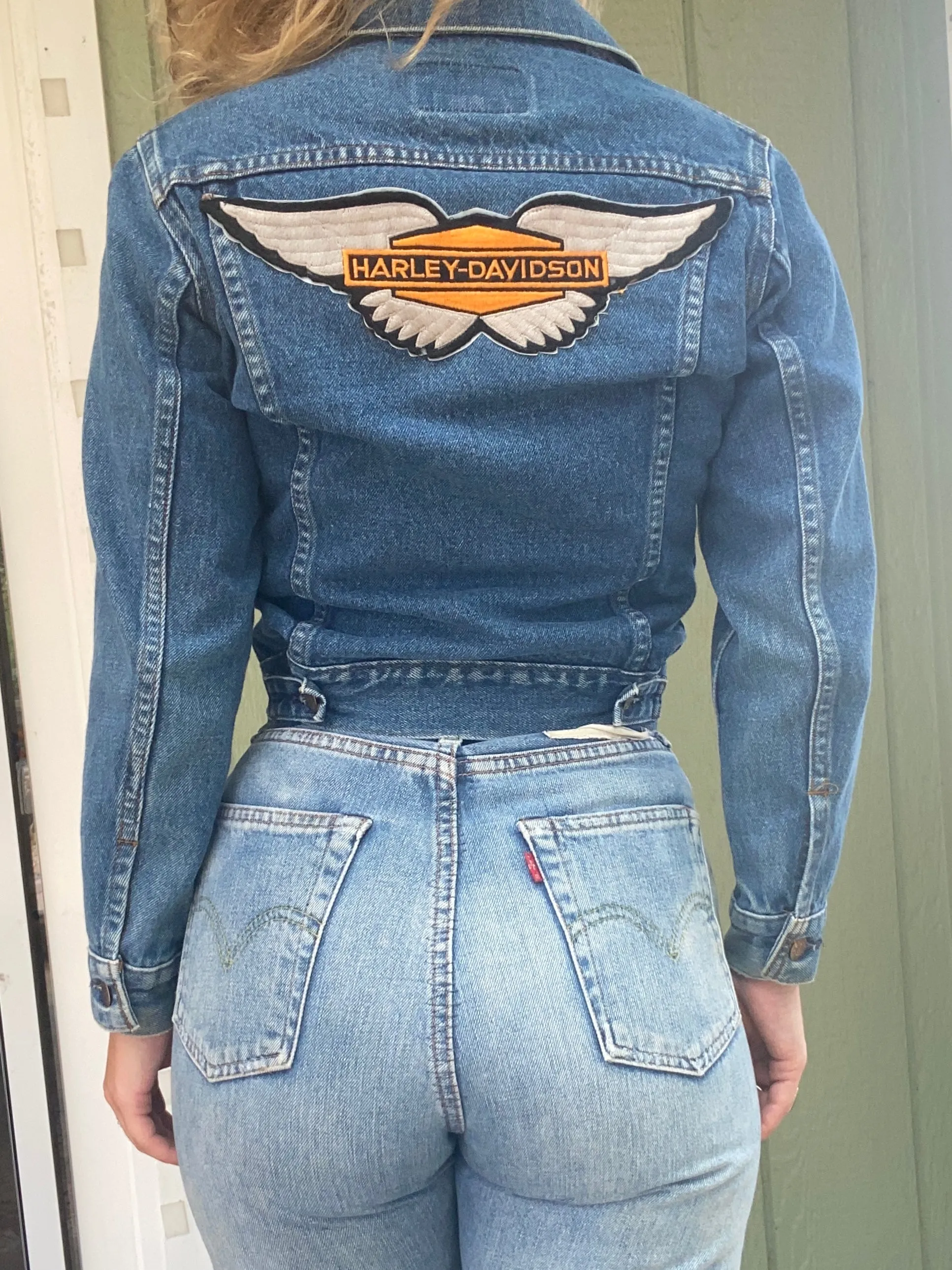 1970s Harley Davidson Roebucks Denim Jacket XS S