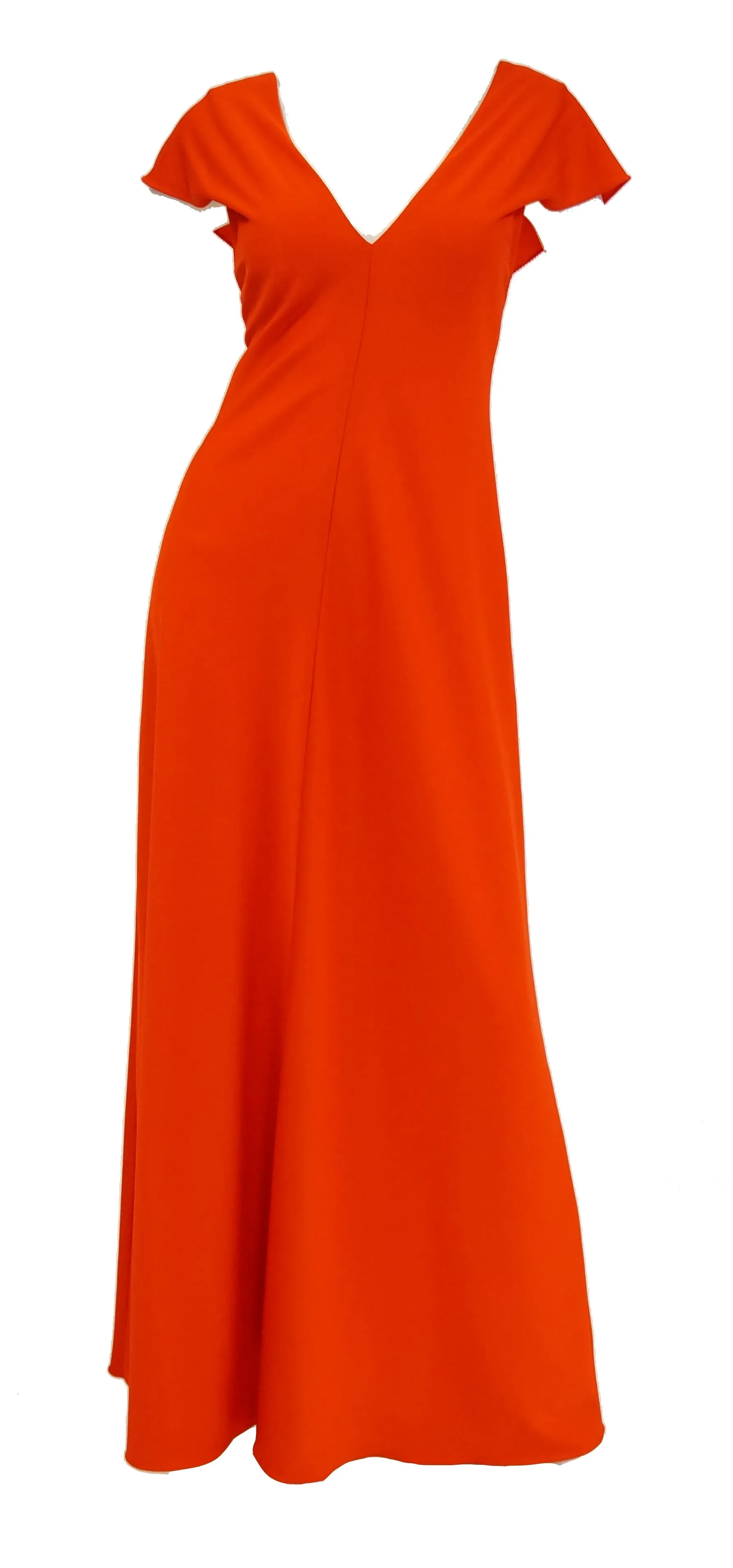 1970s Stephen Burrows Red Drape Back Evening Dress