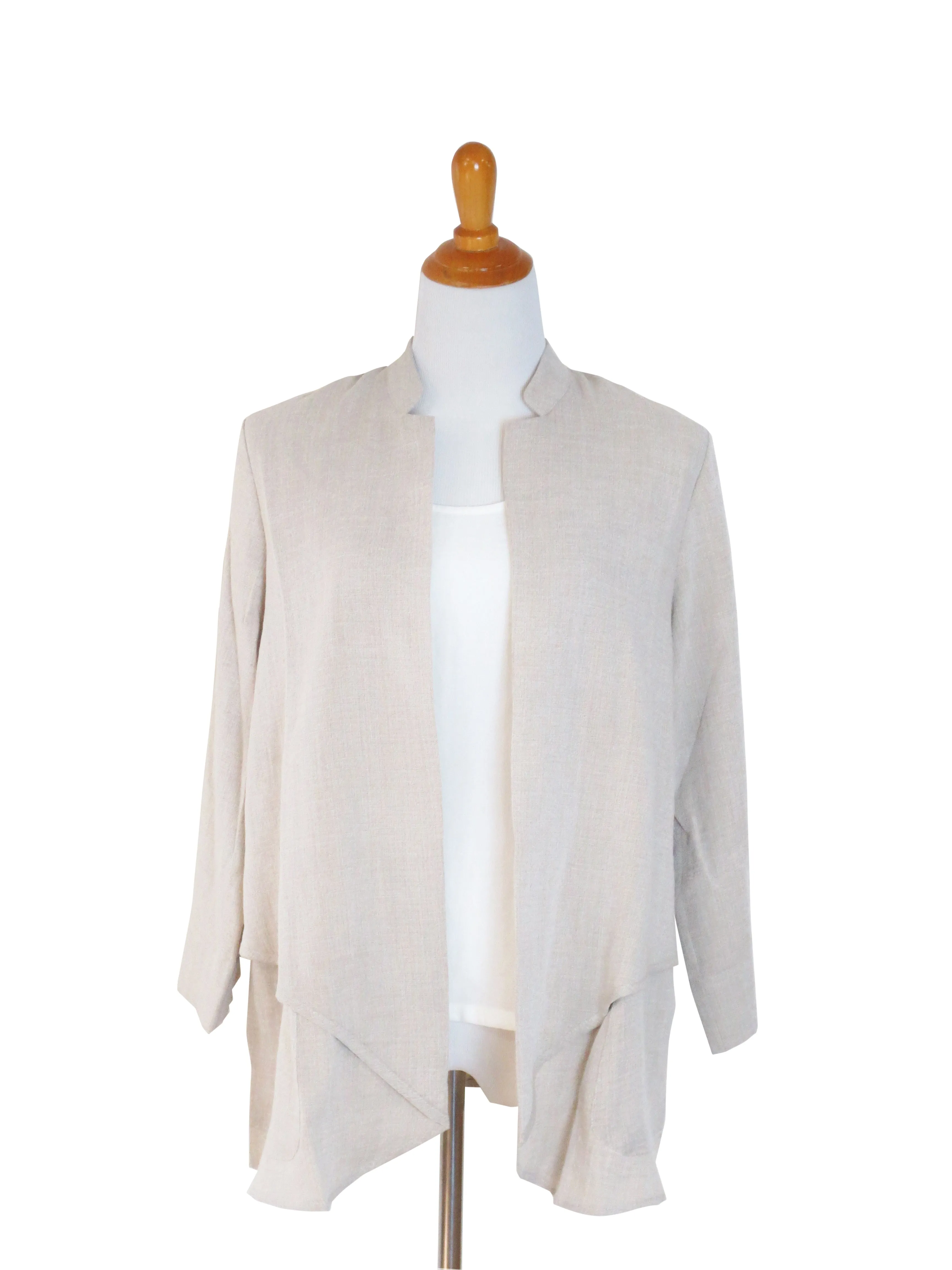 AA137 - Layered Front Linen Jacket