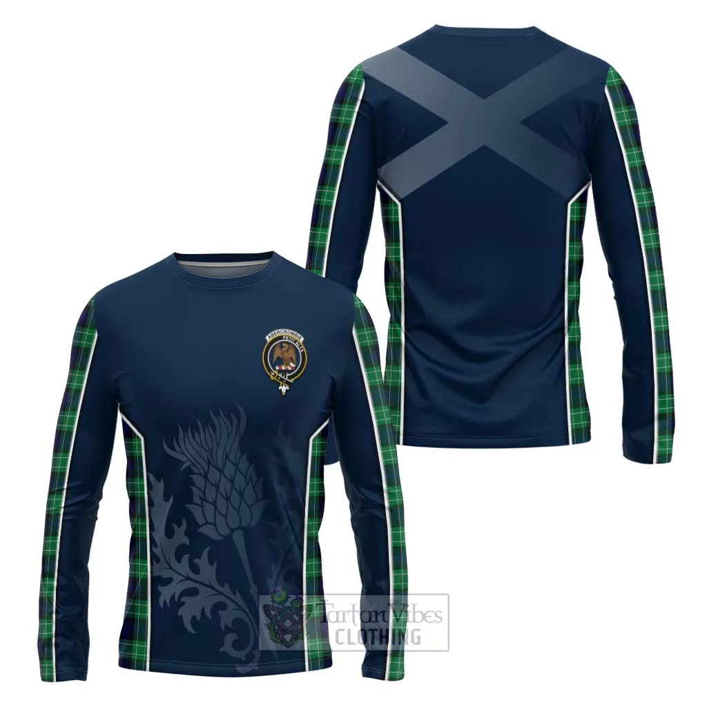 Abercrombie Tartan Long Sleeve T-Shirt with Family Crest and Scottish Thistle Vibes Sport Style