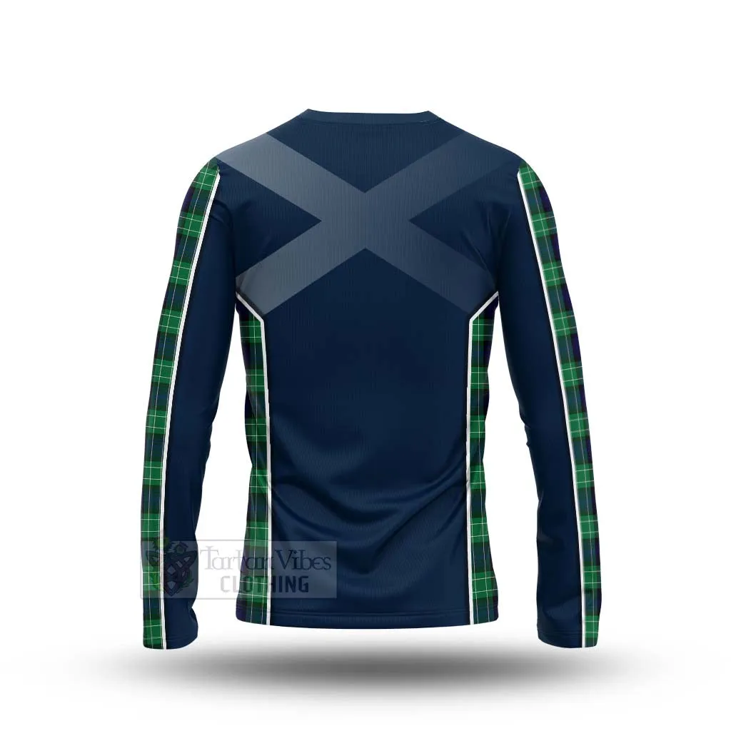 Abercrombie Tartan Long Sleeve T-Shirt with Family Crest and Scottish Thistle Vibes Sport Style