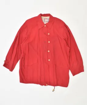 ACCORDP Womens Overcoat UK 18 XL Red Cupro Vintage