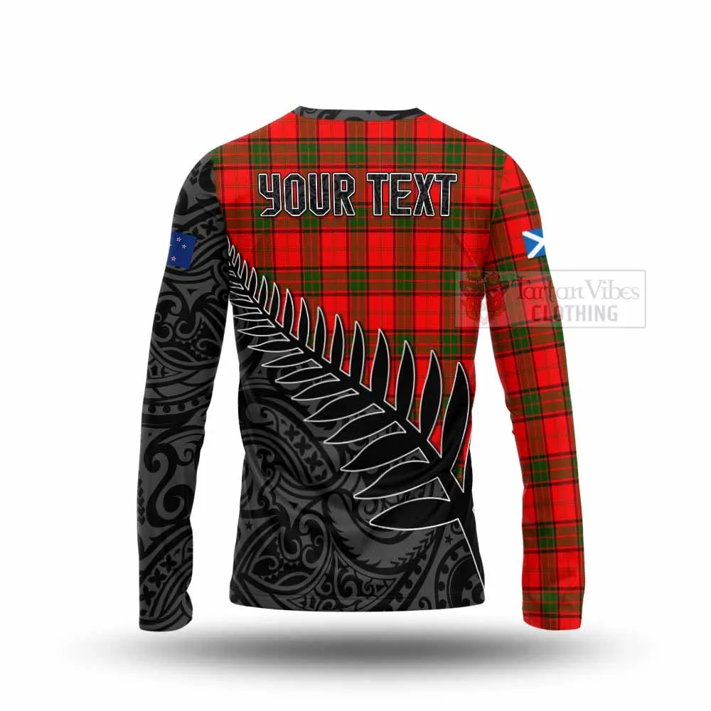 Adair Crest Tartan Long Sleeve T-Shirt with New Zealand Silver Fern Half Style