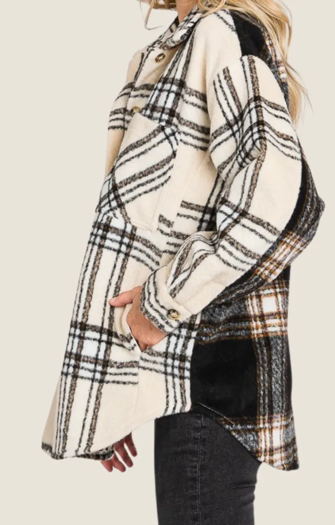 Adi Cream & Black Plaid Shacket