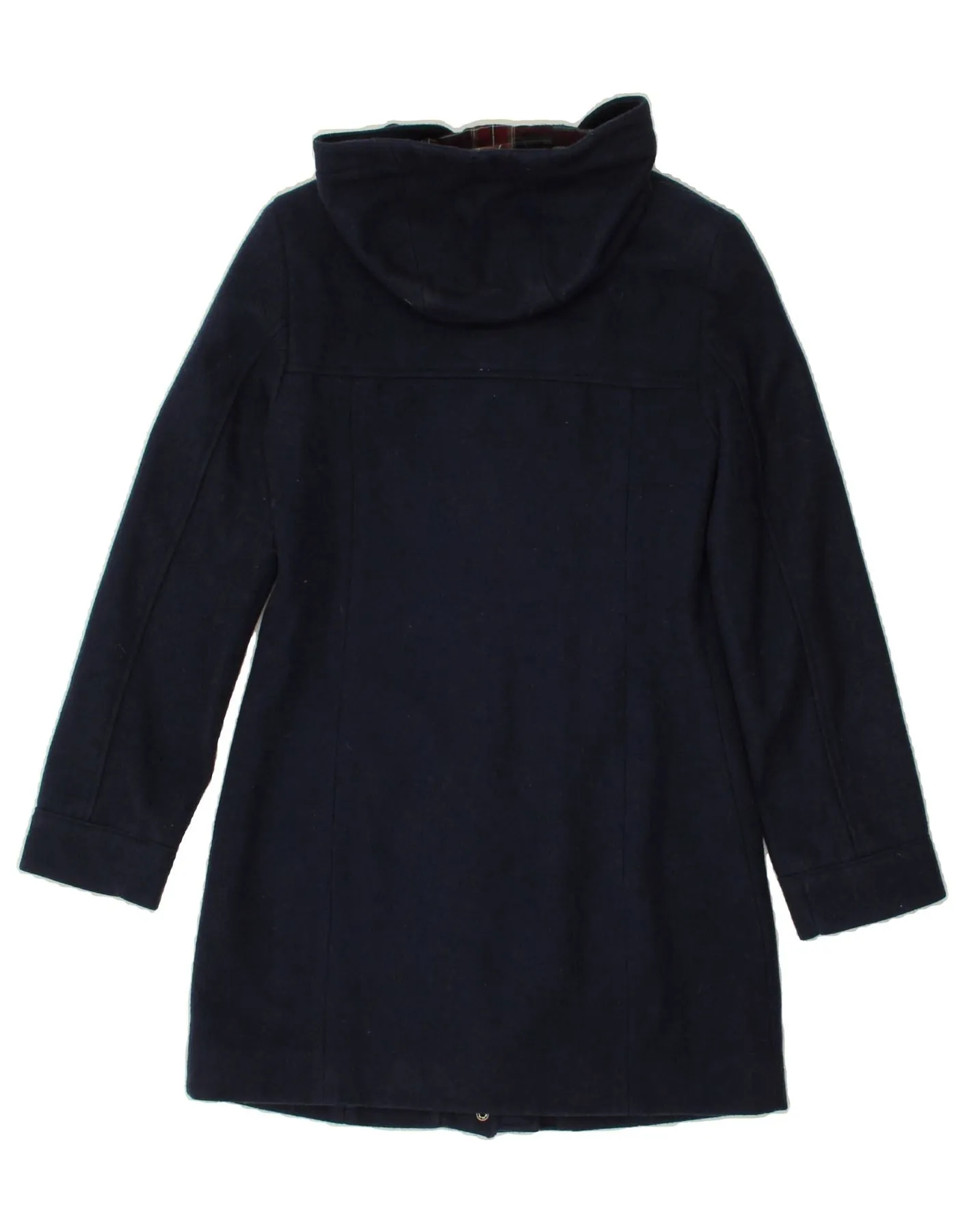 ADIDAS Womens Hooded Overcoat UK 10 Small Navy Blue Wool