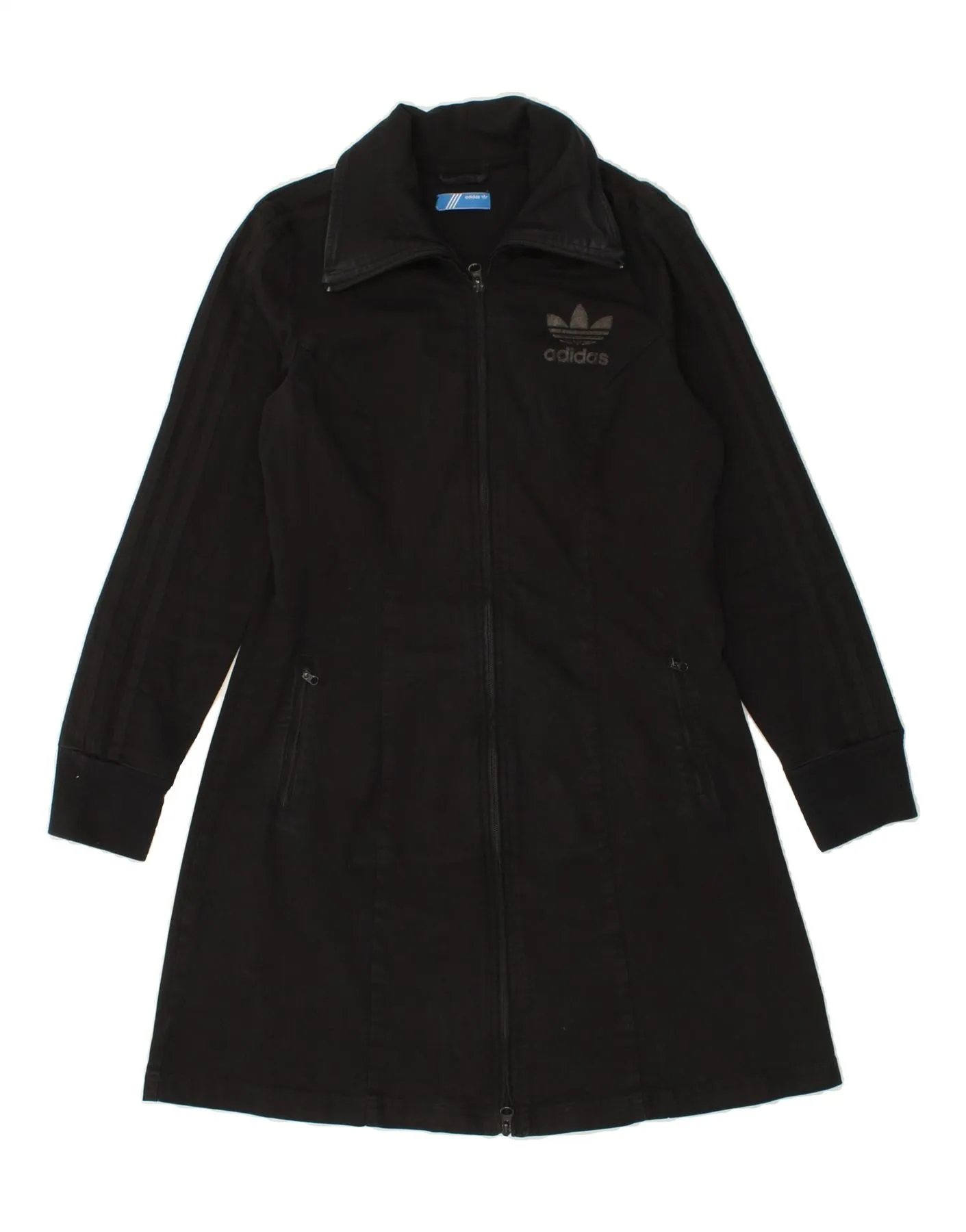 ADIDAS Womens Overcoat UK 16 Large Black Cotton