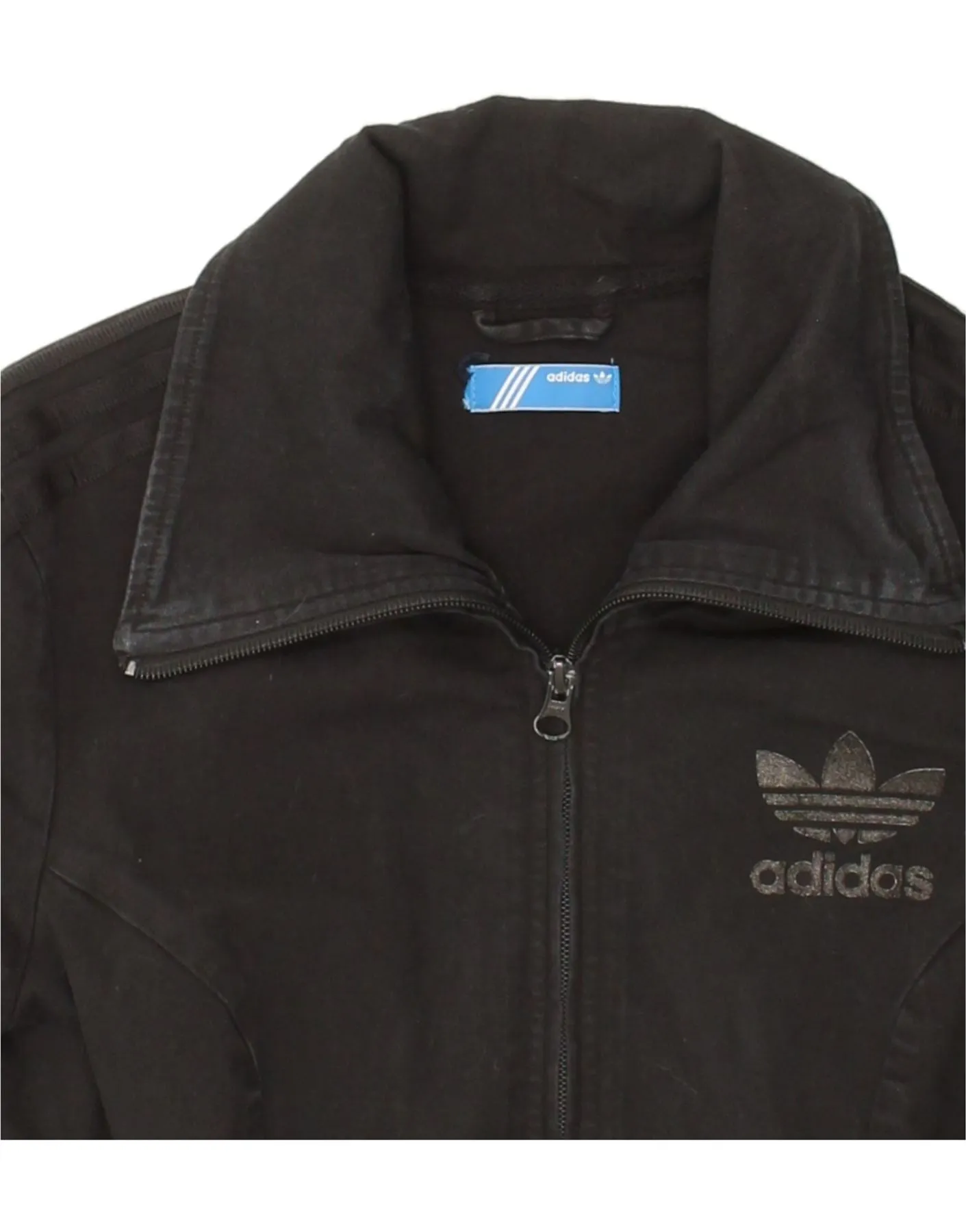 ADIDAS Womens Overcoat UK 16 Large Black Cotton