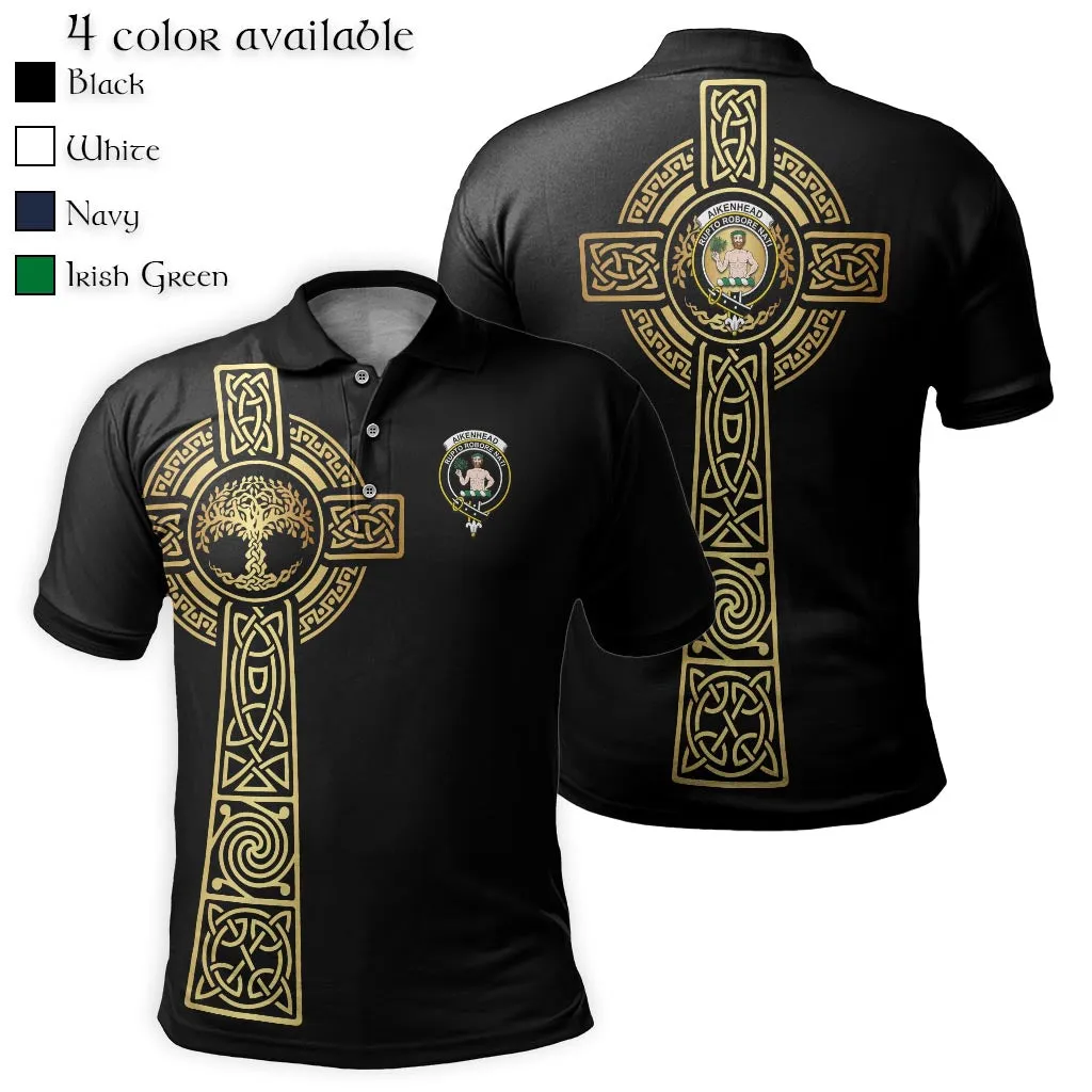 Aikenhead Clan Polo Shirt with Golden Celtic Tree Of Life