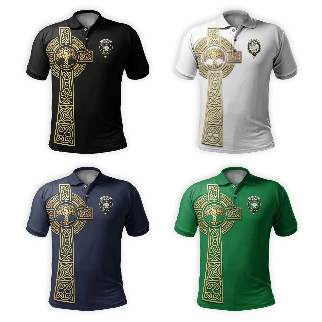 Aikenhead Clan Polo Shirt with Golden Celtic Tree Of Life