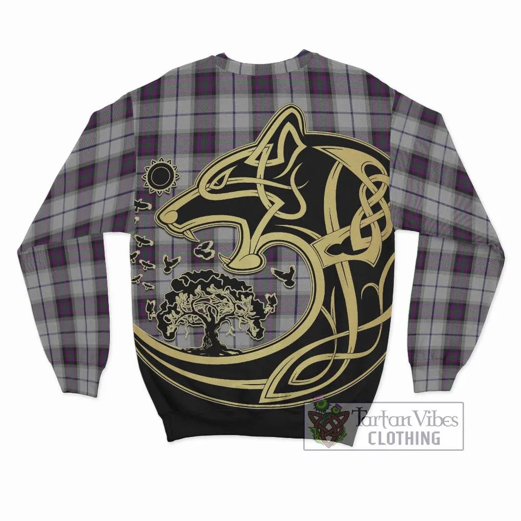 Alexander of Menstry Dress Tartan Sweatshirt with Family Crest Celtic Wolf Style