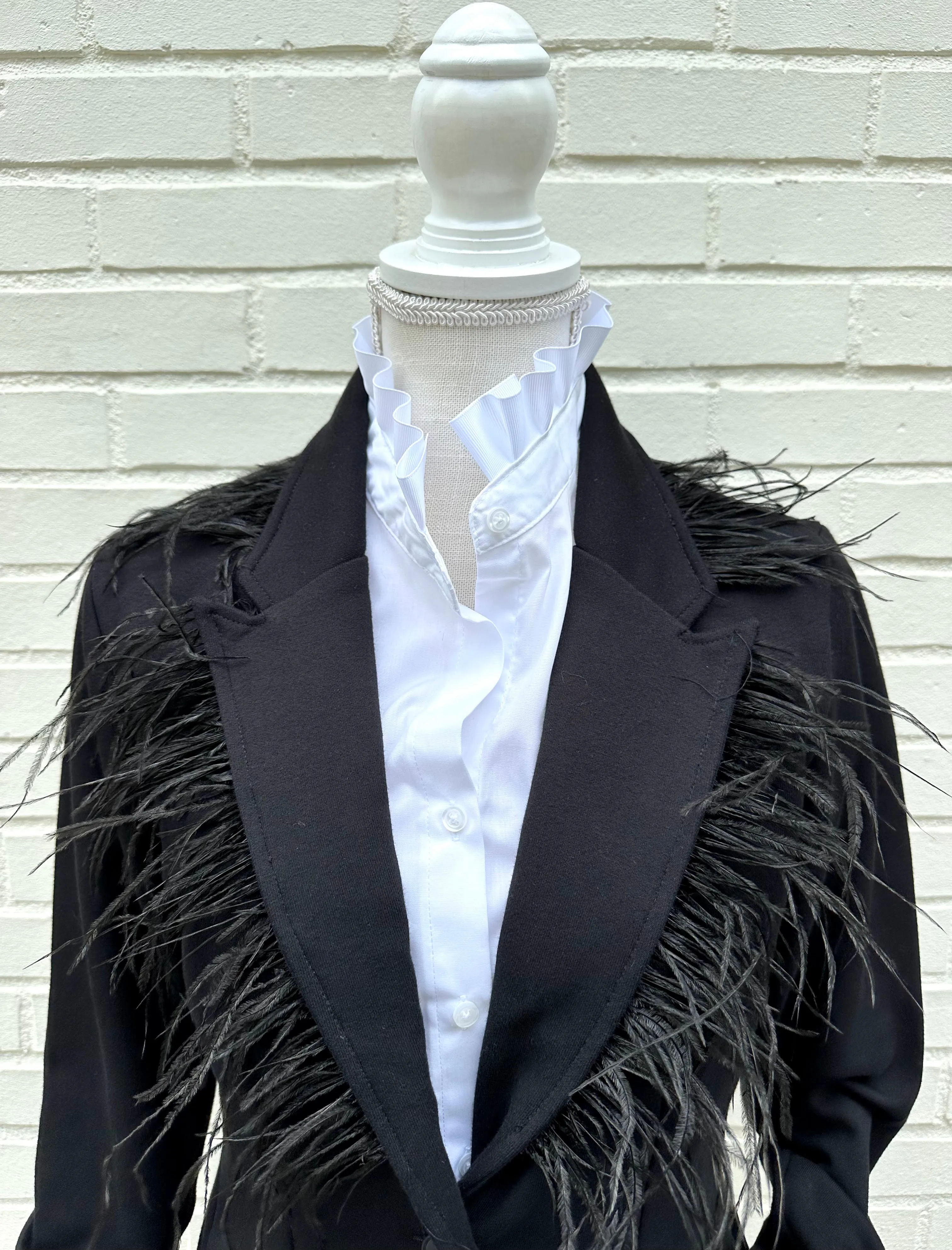 Alice Feathered Black Blazer (FB02)