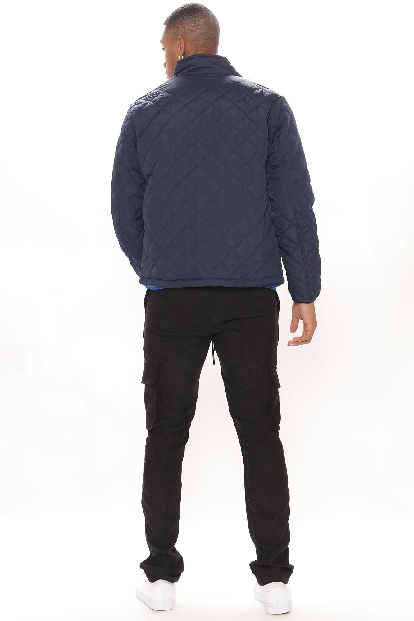 All Over Quilted Jacket - Navy