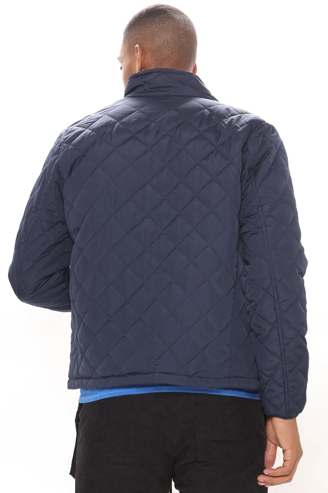 All Over Quilted Jacket - Navy