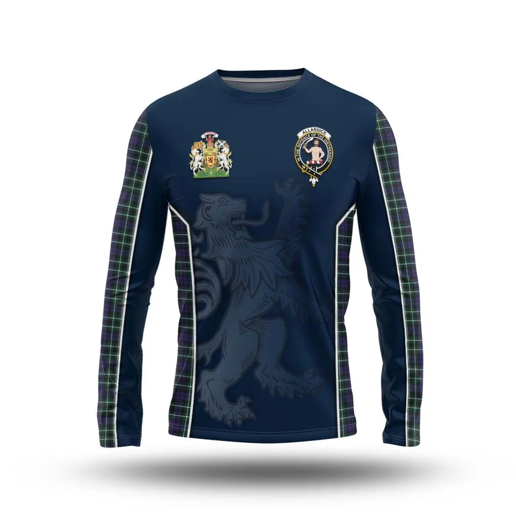 Allardice Tartan Long Sleeve T-Shirt with Family Crest and Lion Rampant Vibes Sport Style