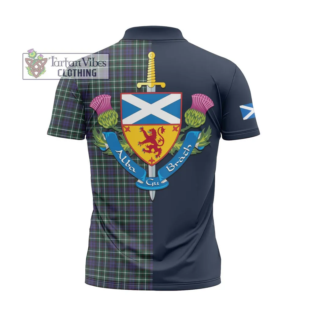 Allardice Tartan Zipper Polo Shirt Alba with Scottish Lion Royal Arm Half Style