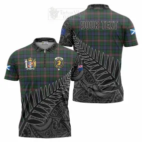 Allison Crest Tartan Zipper Polo Shirt with New Zealand Silver Fern Half Style