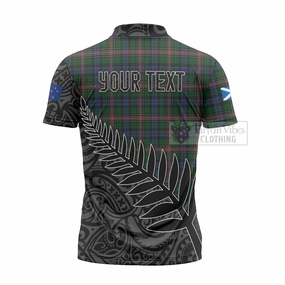 Allison Crest Tartan Zipper Polo Shirt with New Zealand Silver Fern Half Style