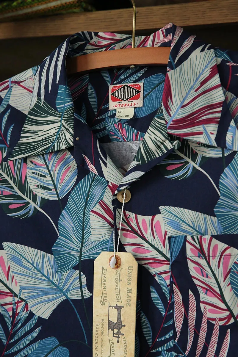 Aloha Hawaiian Shirts Men with Allover Flower Leaf Print