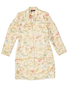 APART Womens Overcoat EU 40 Medium White Floral Polyester