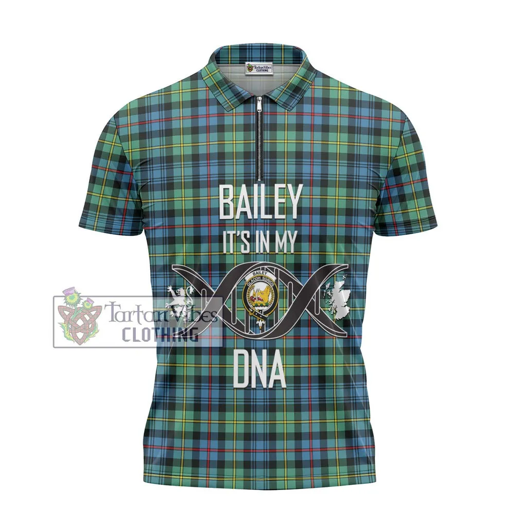 Bailey Ancient Tartan Zipper Polo Shirt with Family Crest DNA In Me Style