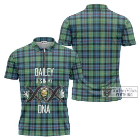 Bailey Ancient Tartan Zipper Polo Shirt with Family Crest DNA In Me Style