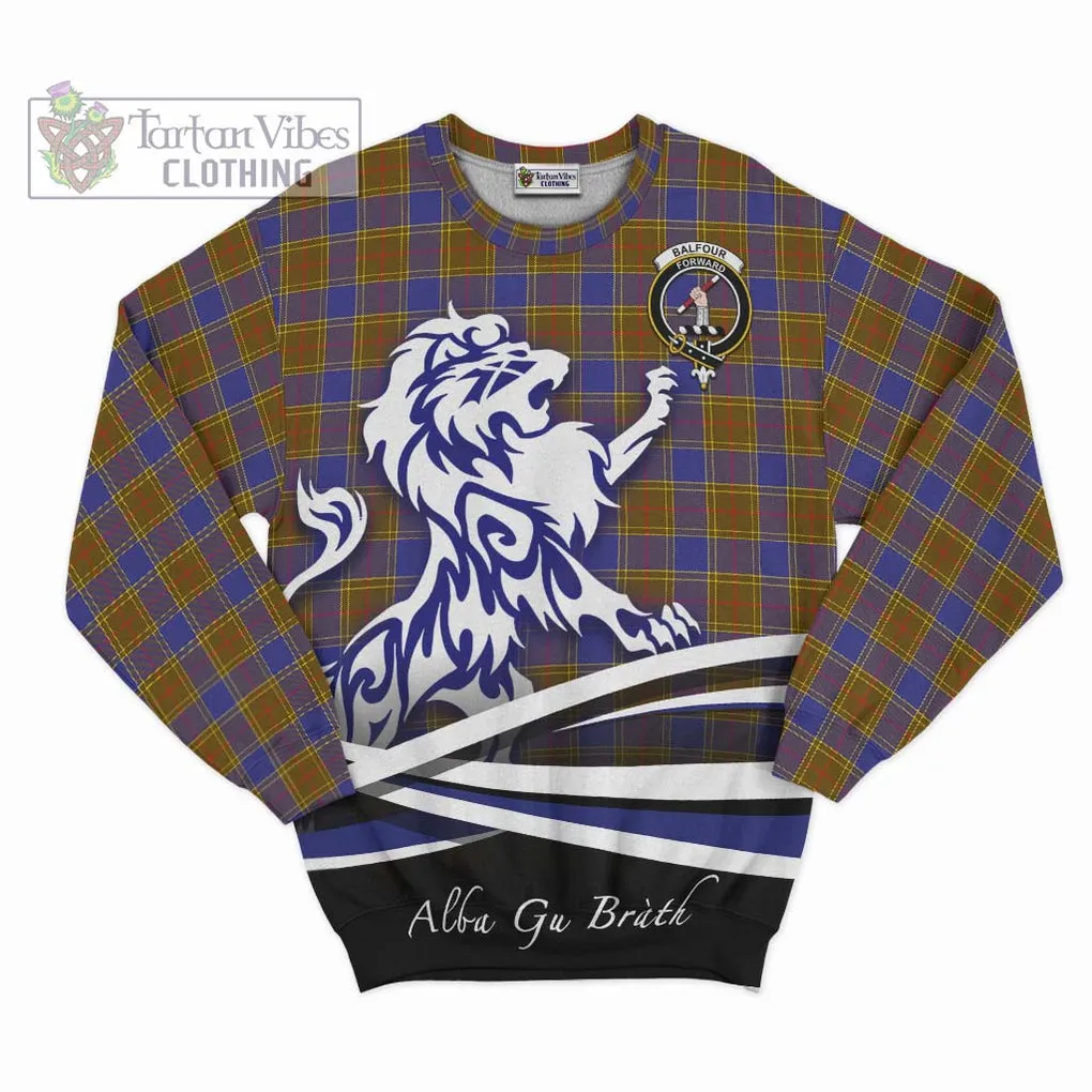 Balfour Tartan Sweatshirt with Alba Gu Brath Regal Lion Emblem