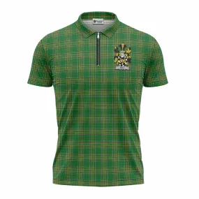 Ball Irish Clan Tartan Zipper Polo Shirt with Coat of Arms