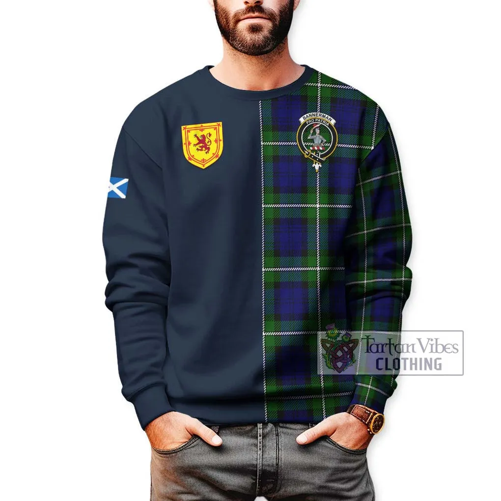 Bannerman Tartan Sweatshirt Alba with Scottish Lion Royal Arm Half Style