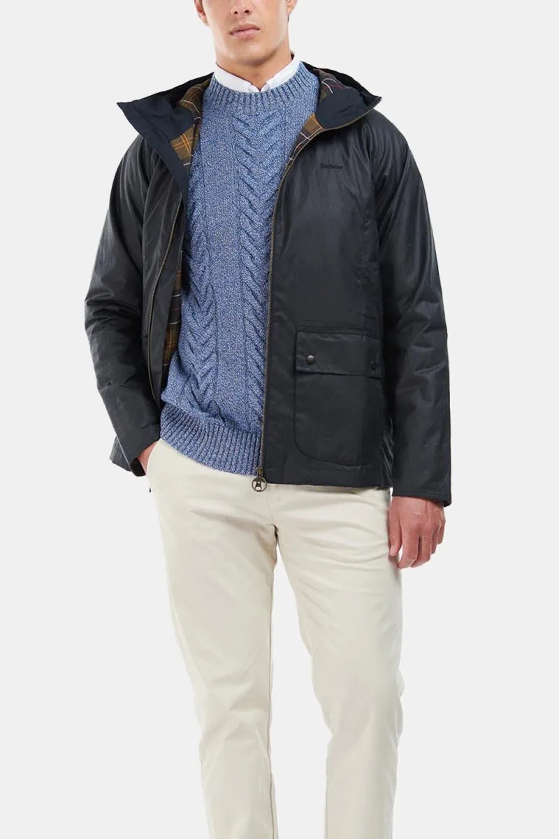 Barbour Hooded Domus Waxed Jacket (Navy/Classic)