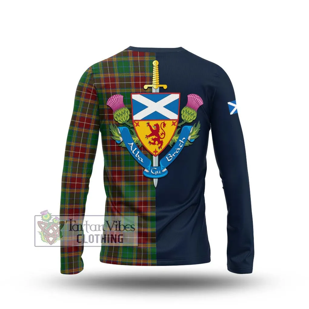 Baxter Tartan Long Sleeve T-Shirt Alba with Scottish Lion Royal Arm Half Style