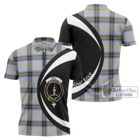 Bell of the Borders Tartan Zipper Polo Shirt with Family Crest Circle Style