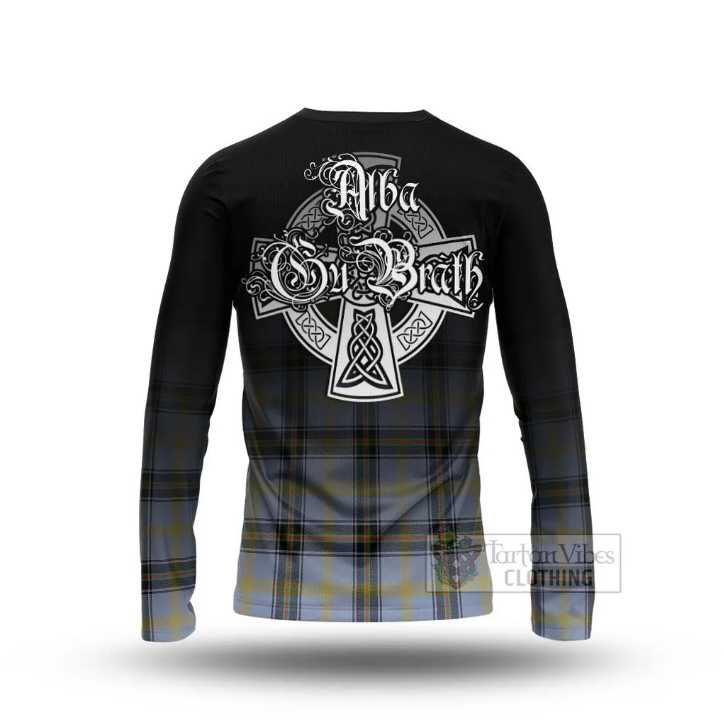 Bell Tartan Long Sleeve T-Shirt Featuring Alba Gu Brath Family Crest Celtic Inspired