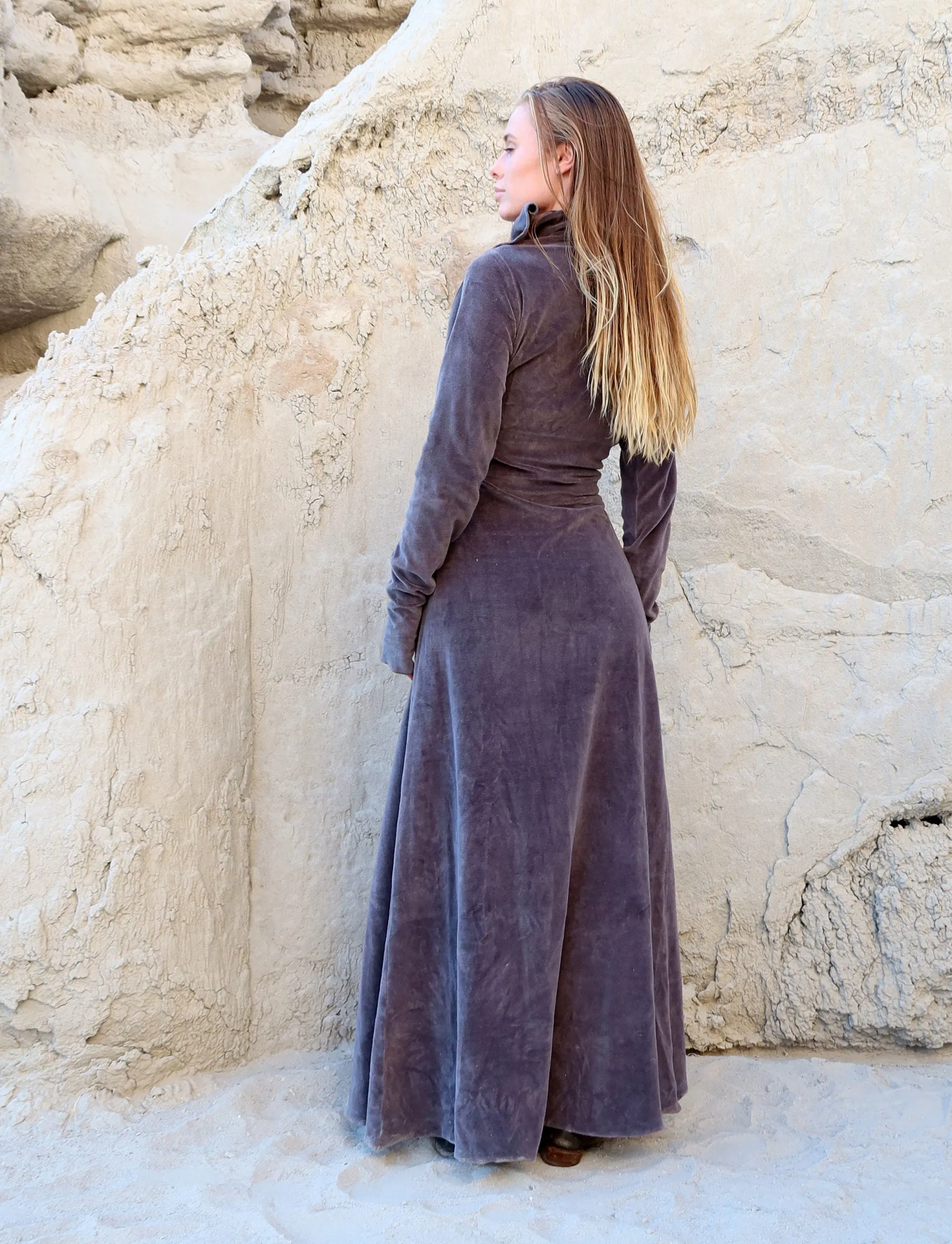 Belted Cocoon VELOUR Long Jacket