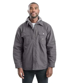 Berne Mens Heartland Duck Hooded Shirt Grey 100% Cotton Jacket