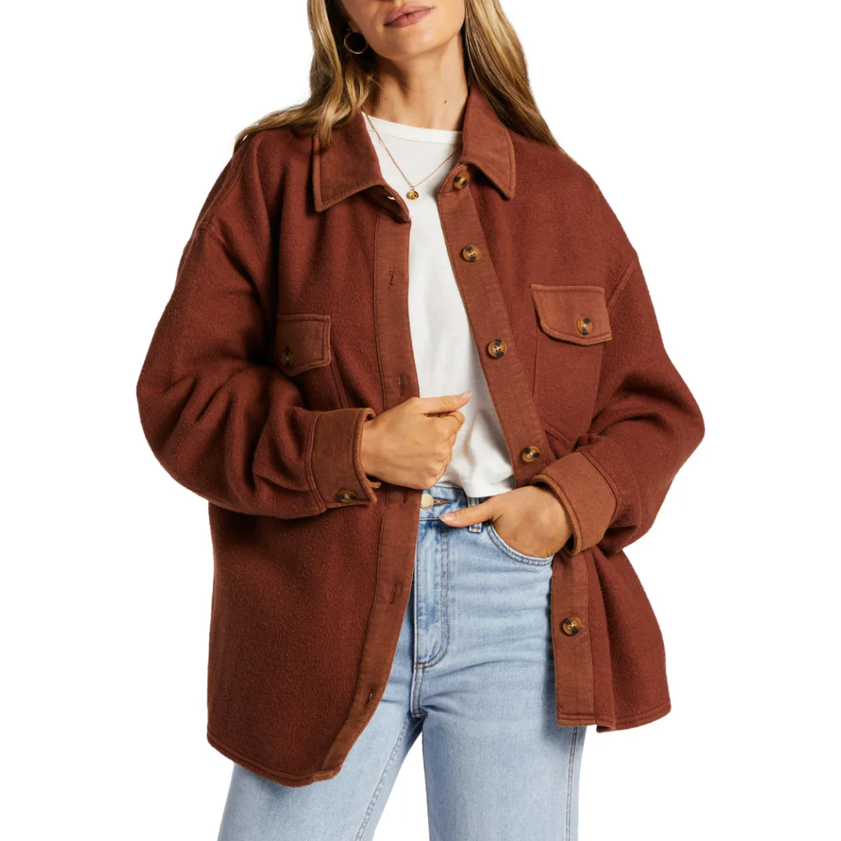 Billabong Women's Anytime Shacket Oversized Jacket