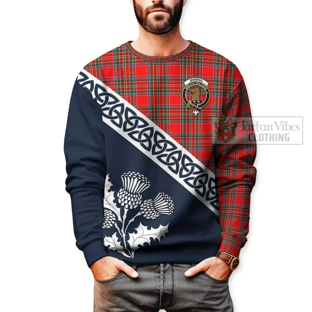 Binning Tartan Sweatshirt Featuring Thistle and Scotland Map