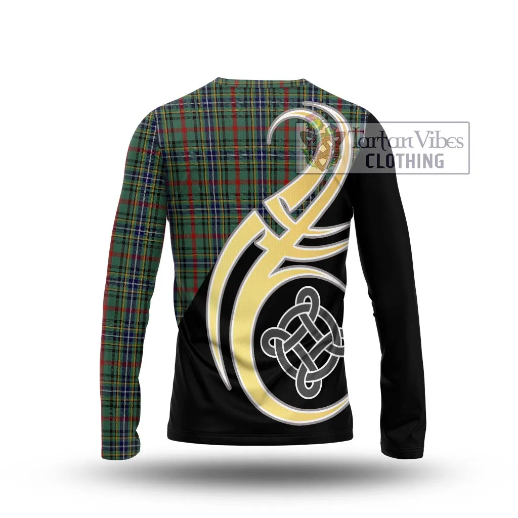 Bisset Tartan Long Sleeve T-Shirt with Family Crest and Celtic Symbol Style