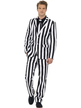 Black & White Stripe Printed Stand Out Suit