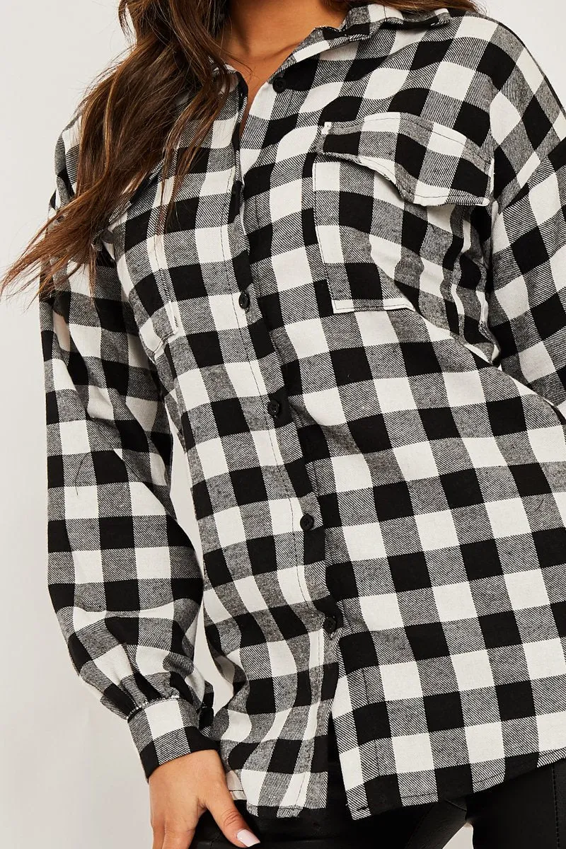 Black Gingham Check Oversized Shirt - Gizel