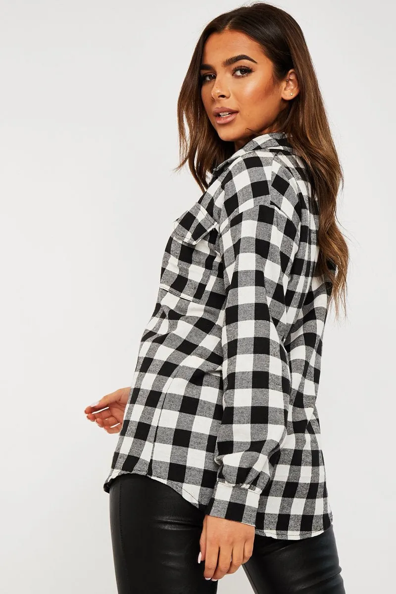 Black Gingham Check Oversized Shirt - Gizel