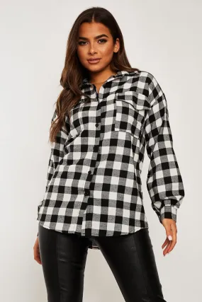 Black Gingham Check Oversized Shirt - Gizel