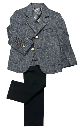 Black Herringbone Sport Jacket with Pants