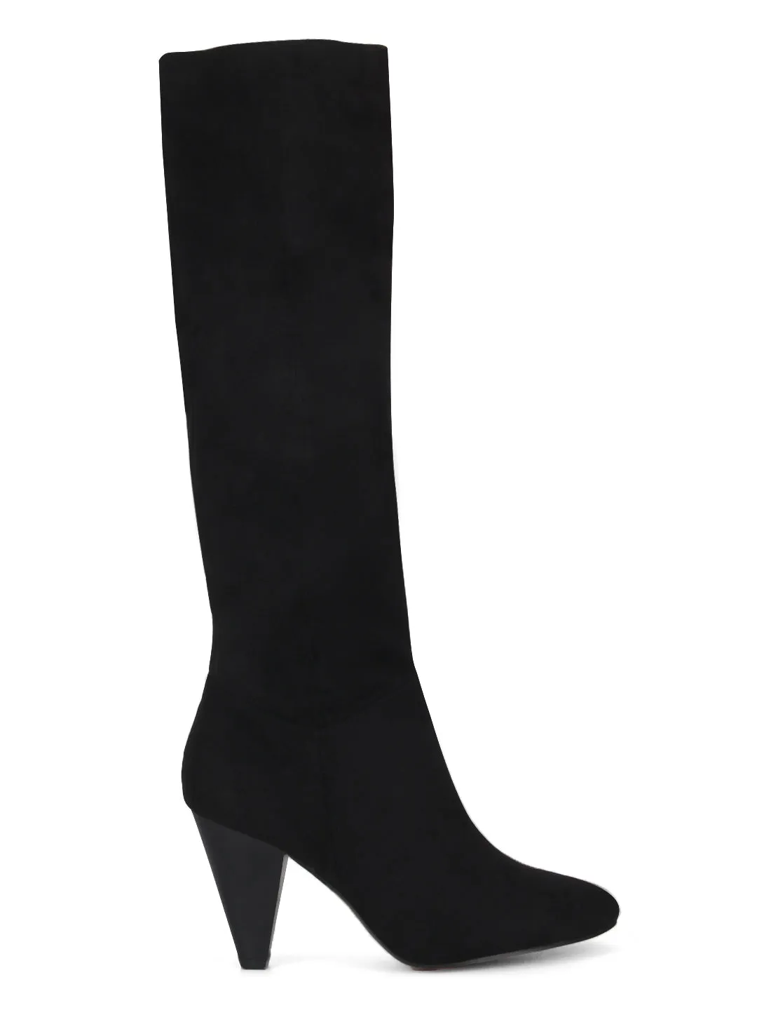 Black Micro Pointed Heel Long Boots