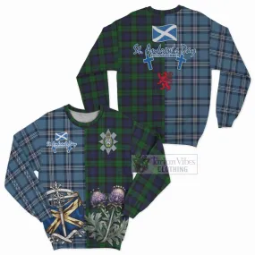 Black Watch Tartan Sweatshirt Happy St. Andrew's Day Half Tartan Style