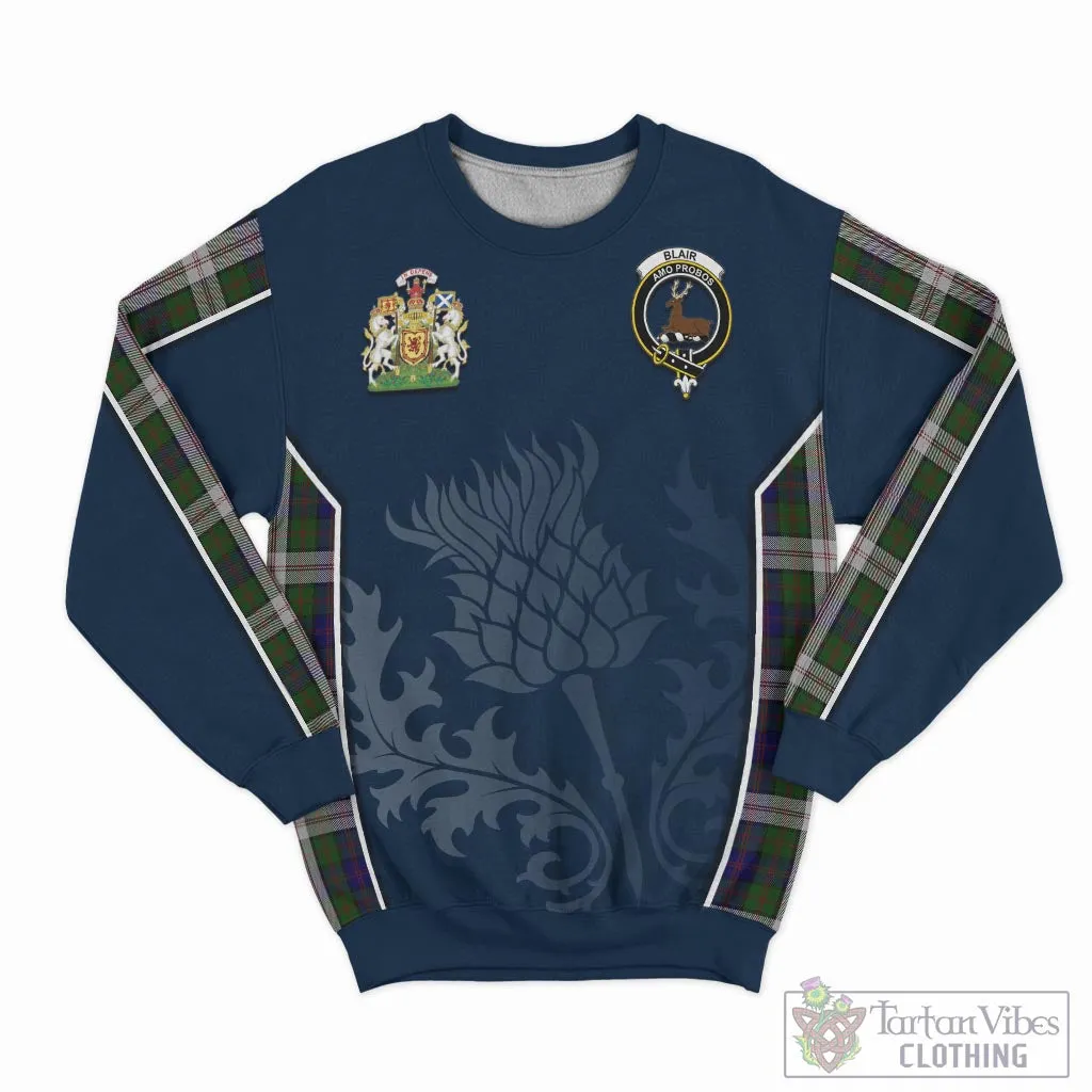 Blair Dress Tartan Sweatshirt with Family Crest and Scottish Thistle Vibes Sport Style