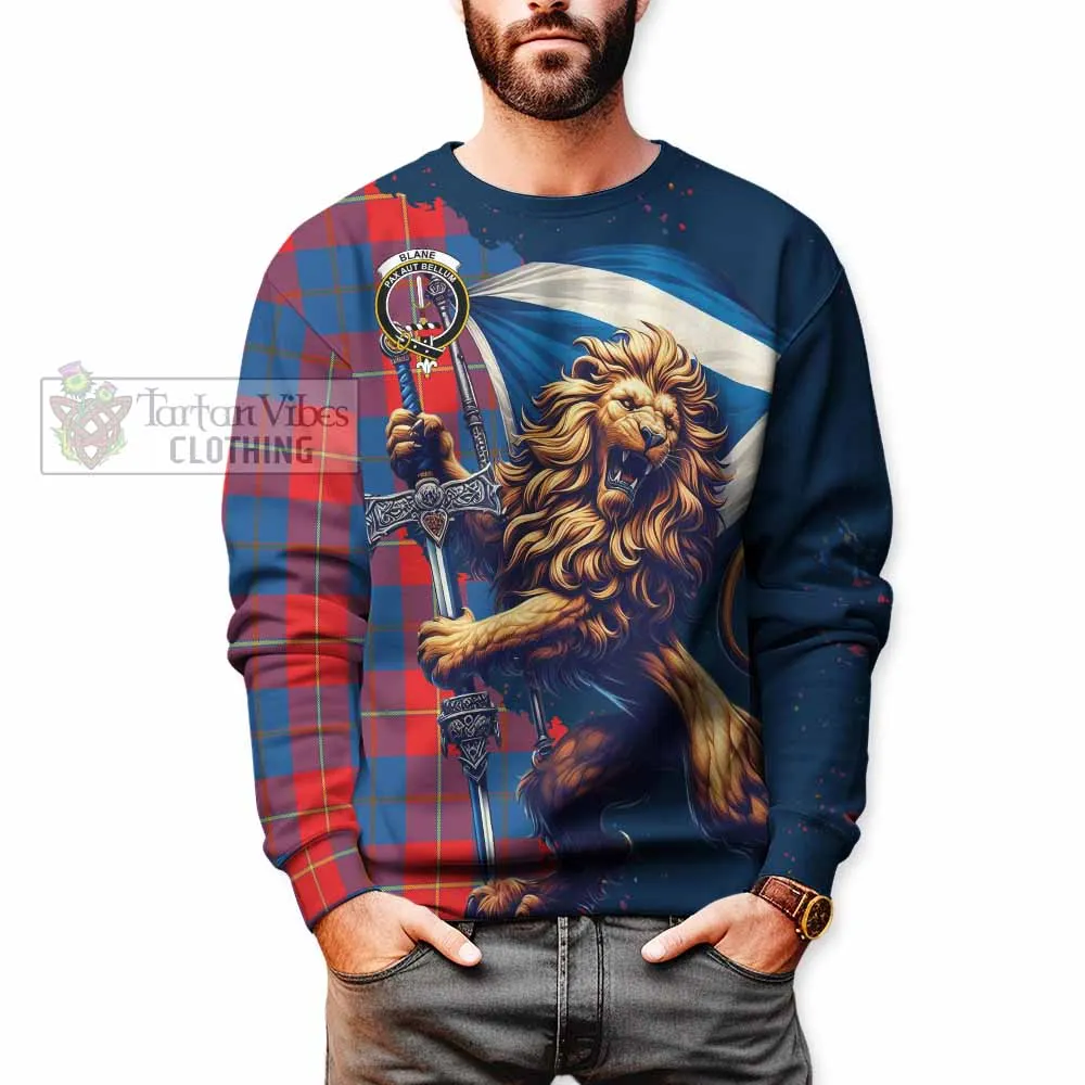 Blane Tartan Family Crest Sweatshirt with Scottish Majestic Lion