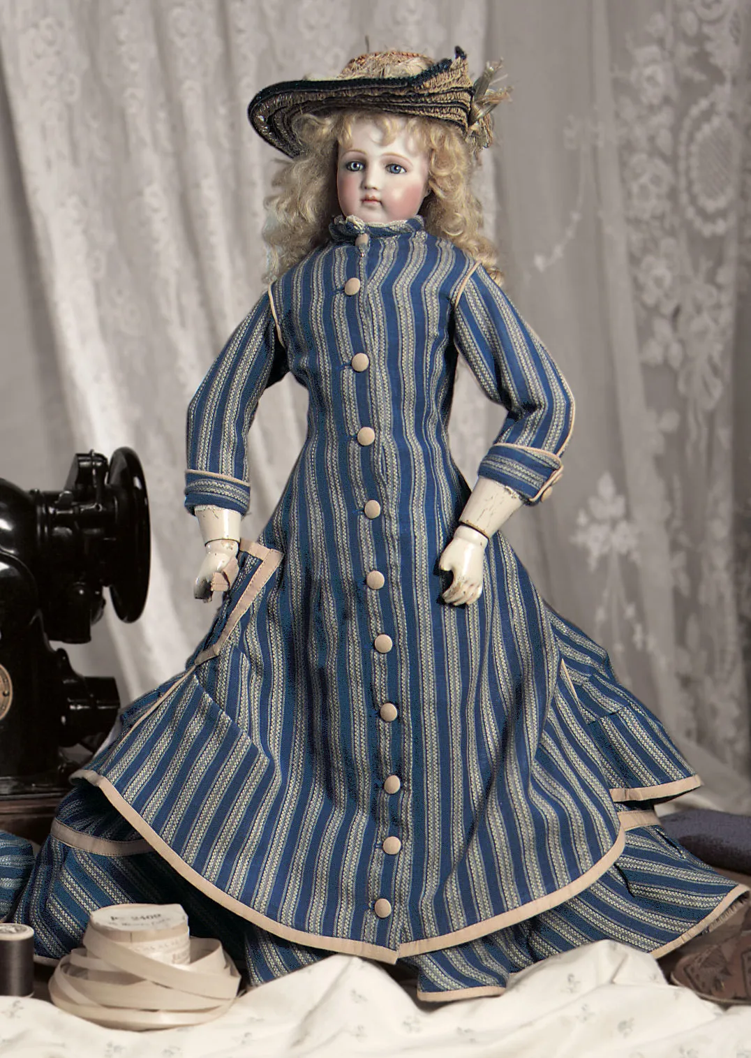 Blue/Grey 2 Piece Lady Doll Fashion Ensemble