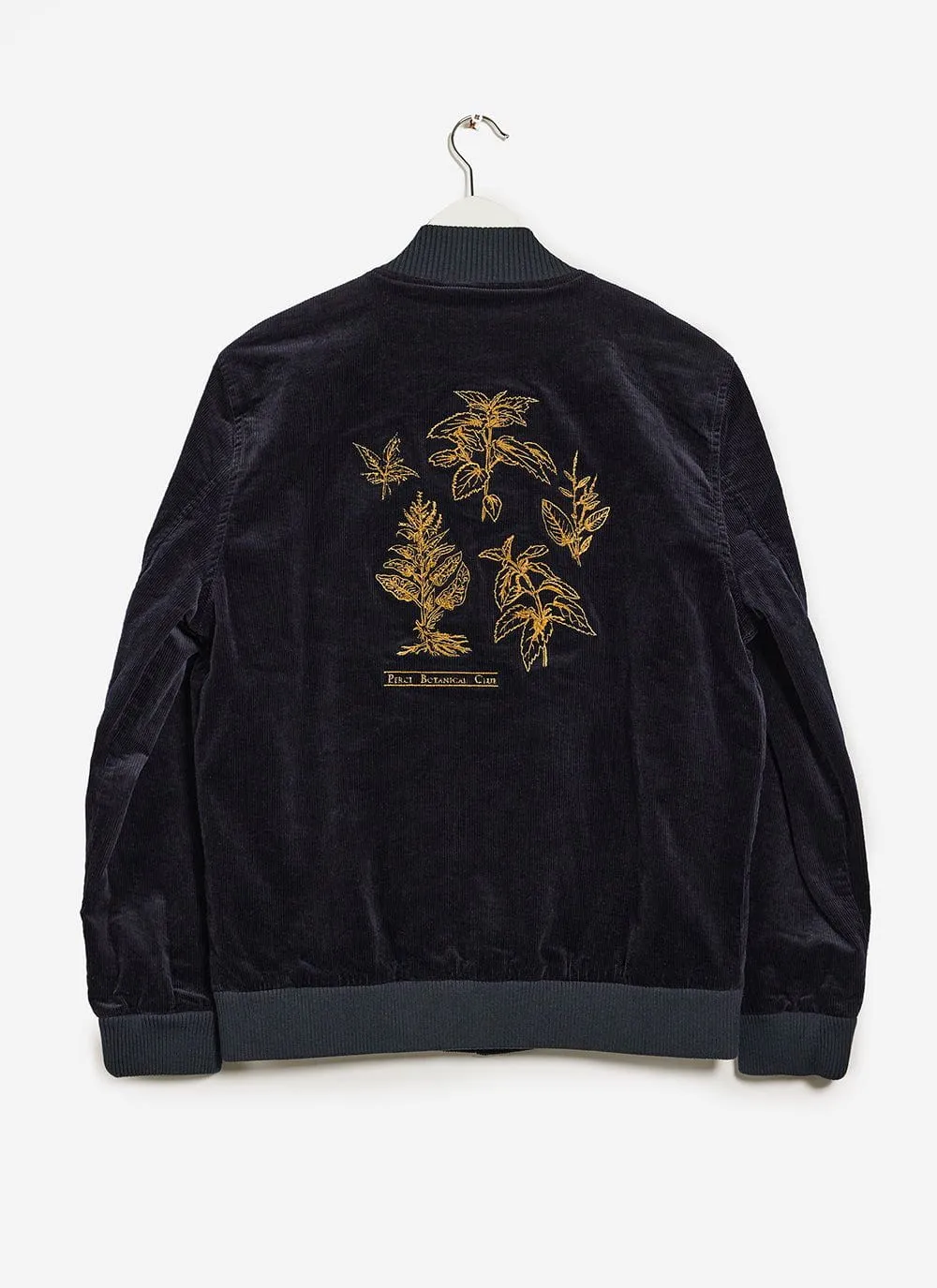 Botanical Embroidered Bomber Jacket | Corduroy | Navy